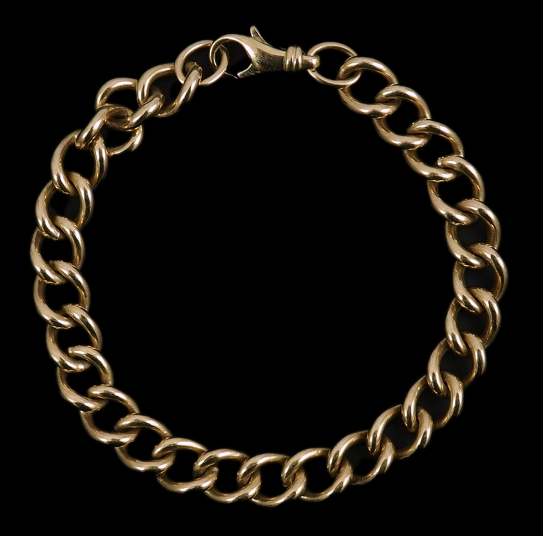 A modern 9ct gold shaped oval link bracelet